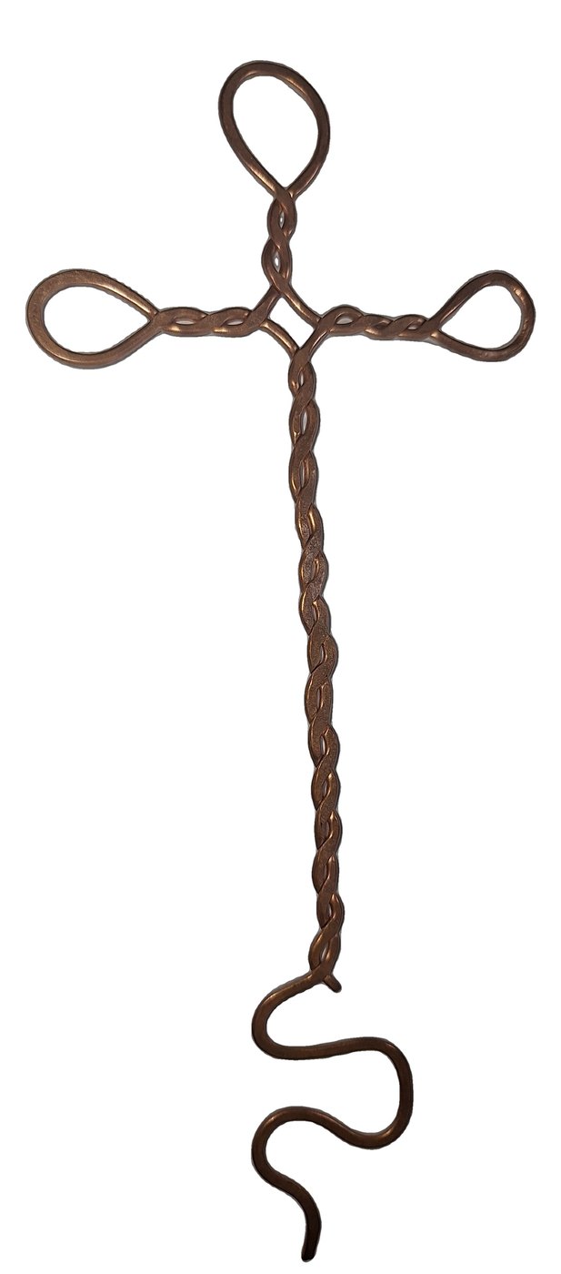 Handmade twisted copper wire cross